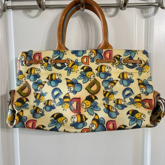 Dooney & Bourke Bee Print Satchel with Tan Handles - Picture 3 of 5